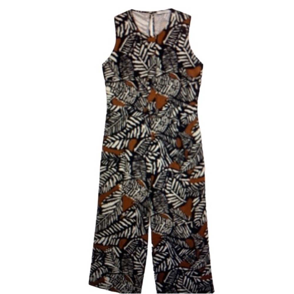 Violeta by Mango NWT Long Printed Black Copper Jumpsuit Curvy Plus Size 2X